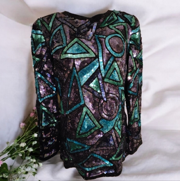 Gorgeous Sequins Joan Leslie Evenings Blouse-Size Medium - Picture 5 of 16